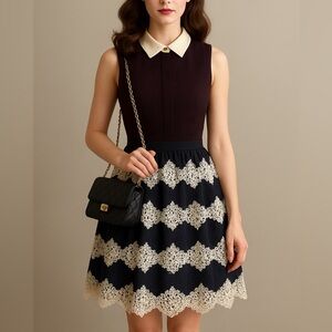 Alice + Olivia Collared Crochet Lace Dress